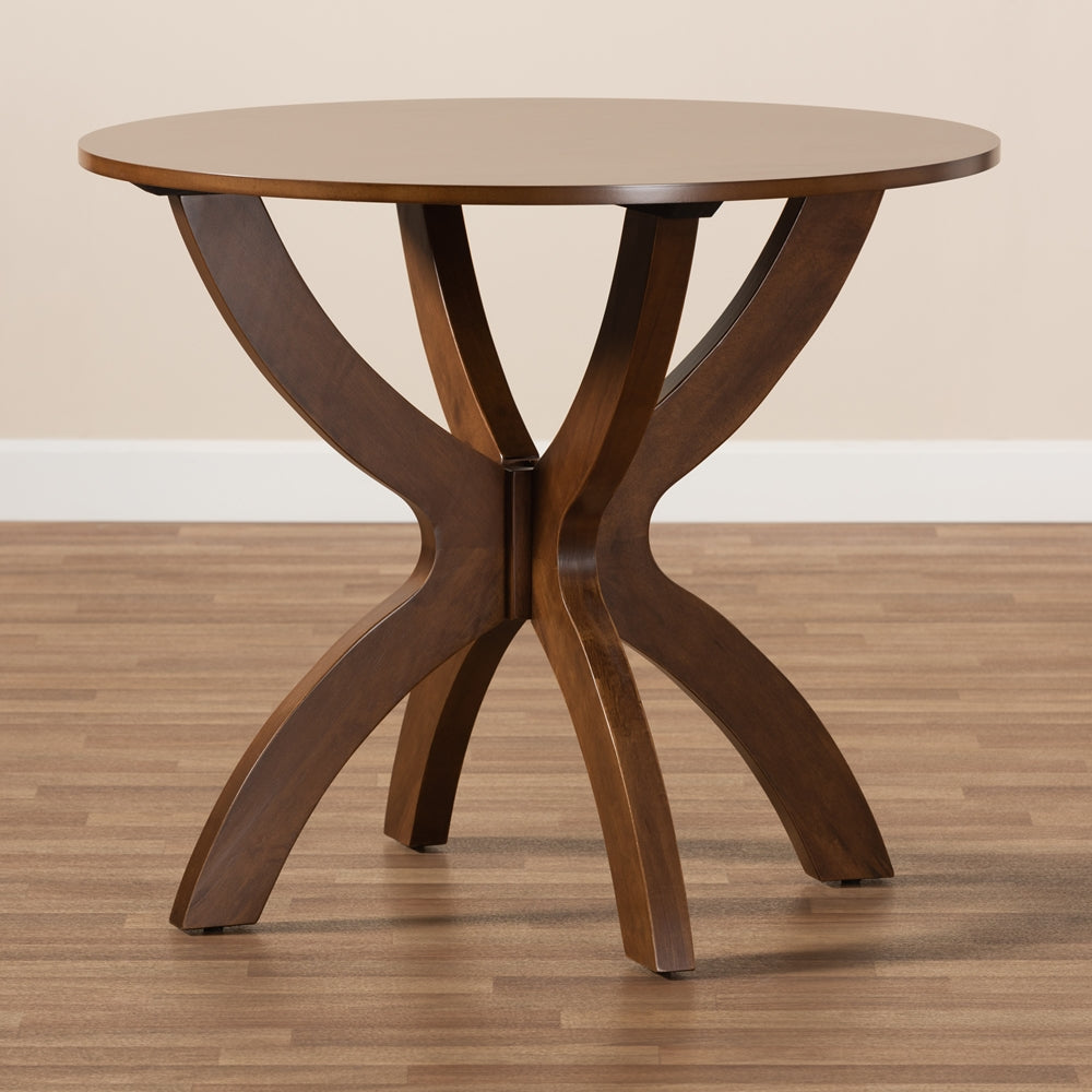 Tilde Modern and Contemporary Walnut Brown Finished 35-Inch-Wide Round Wood Dining Table
