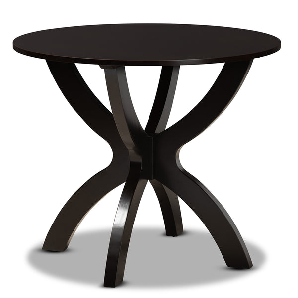 Tilde Modern and Contemporary Dark Brown Finished 35-Inch-Wide Round Wood Dining Table
