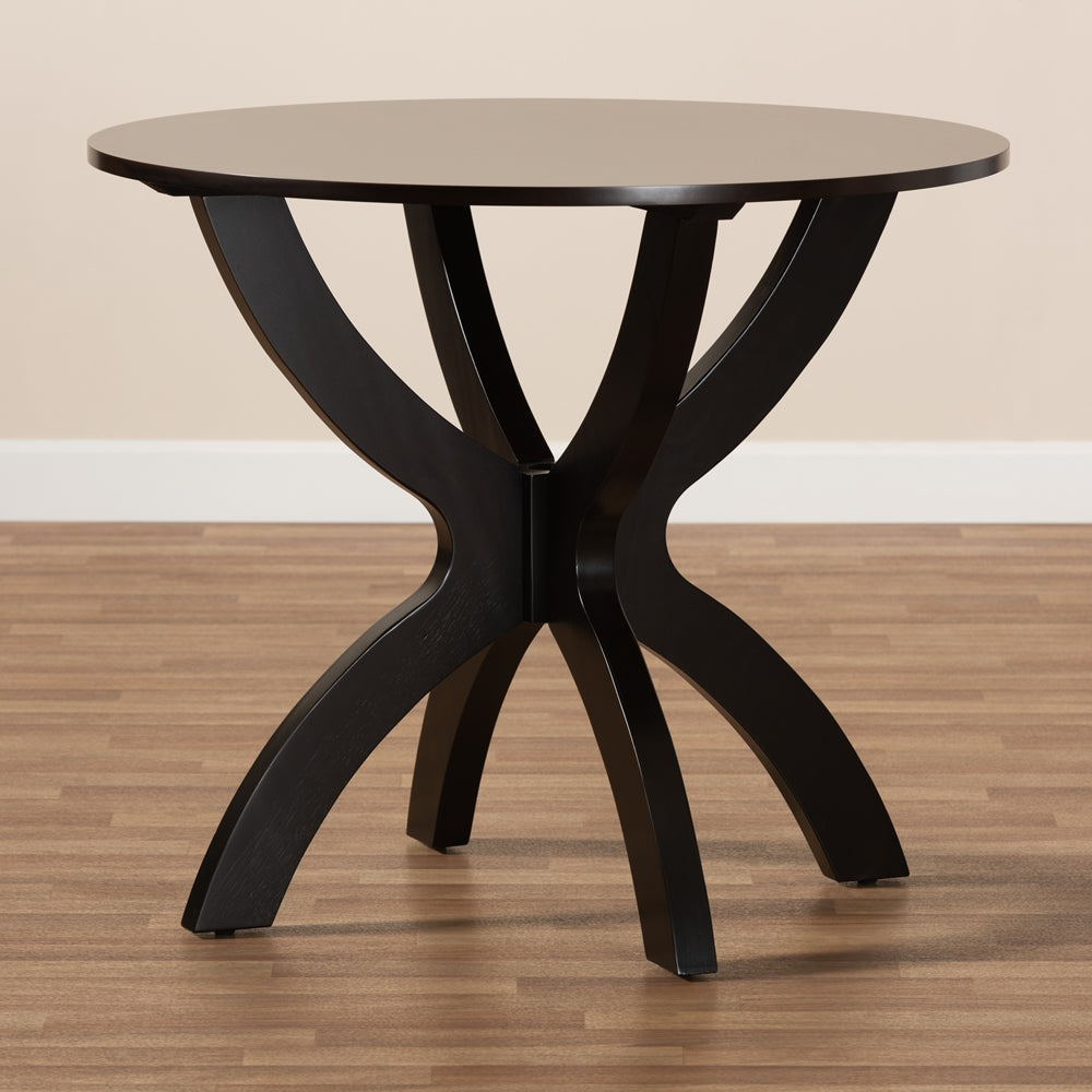 Tilde Modern and Contemporary Dark Brown Finished 35-Inch-Wide Round Wood Dining Table