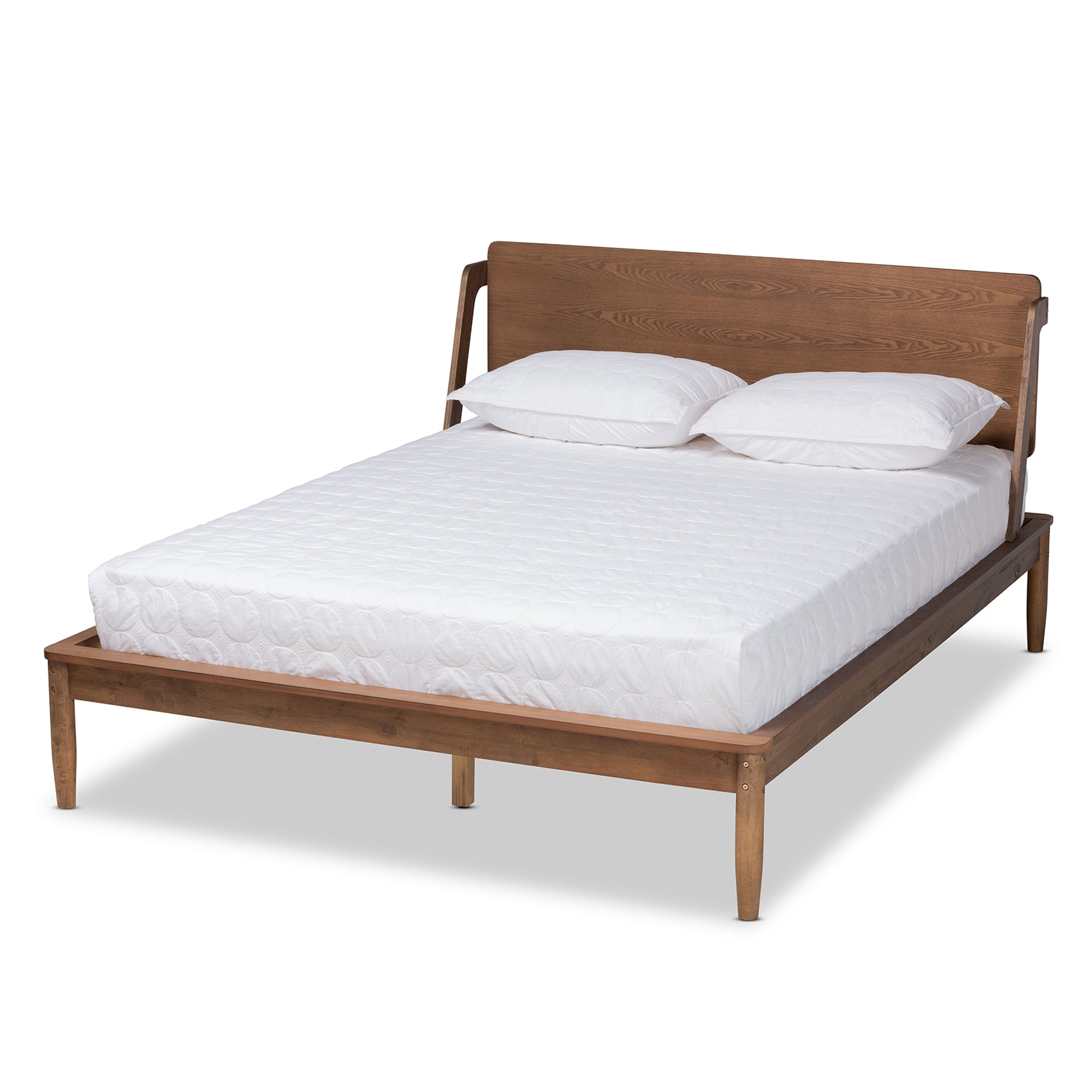 Sadler Ash Walnut Brown Finished Wood Queen Size Platform Bed