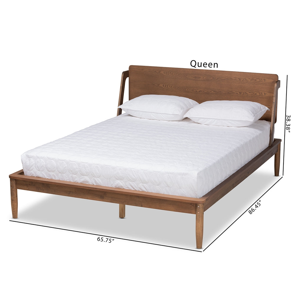 Sadler Ash Walnut Brown Finished Wood Queen Size Platform Bed