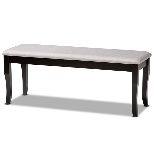 Cornelie Modern and Contemporary Transitional Grey Fabric Upholstered and Dark Brown Finished Wood Dining Bench