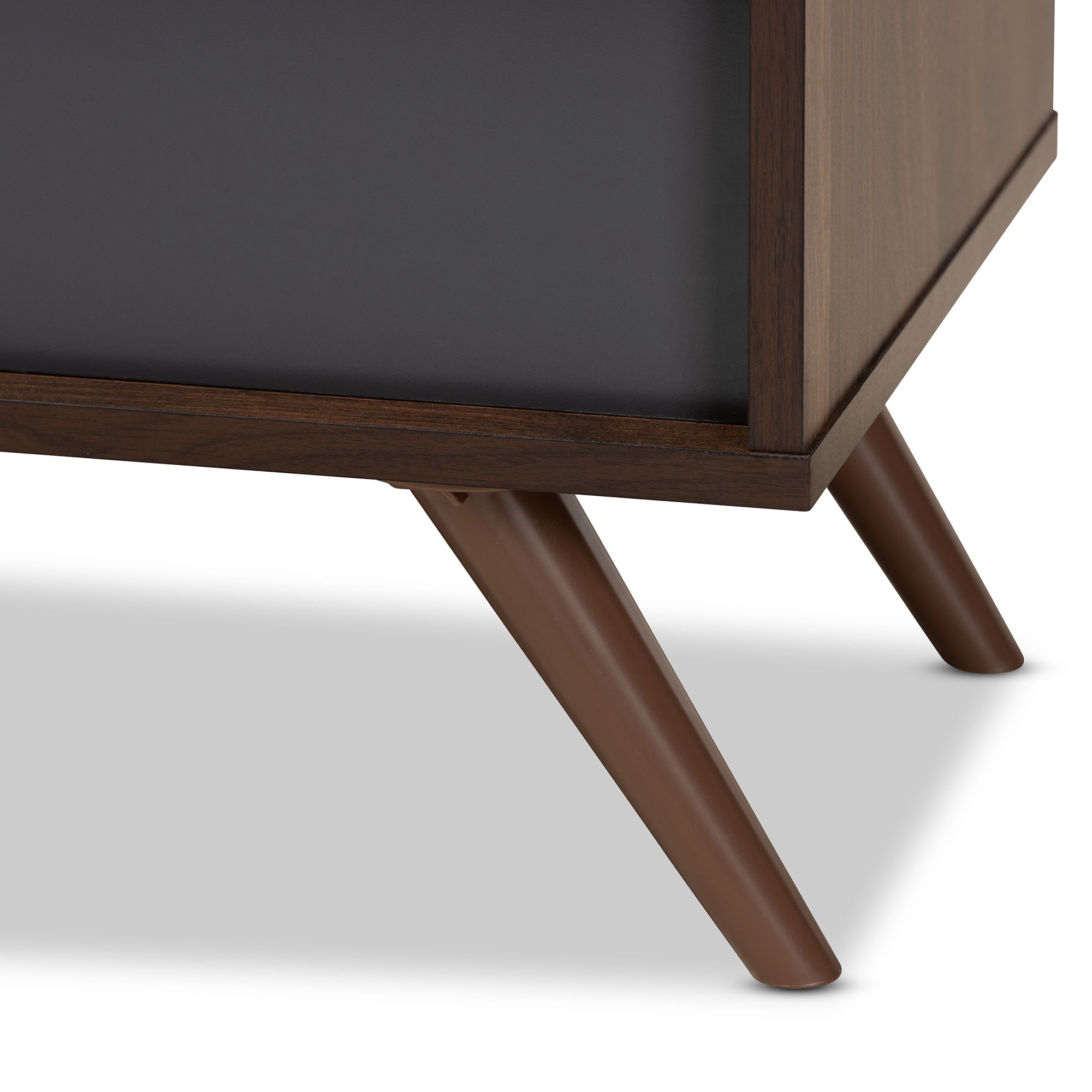 Naoki Modern and Contemporary Two-Tone Grey and Walnut Finished Wood TV Stand with Drop-Down Compartments