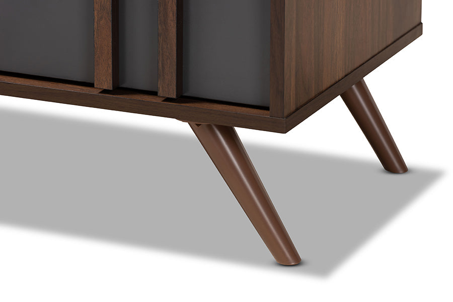 Naoki Modern and Contemporary Two-Tone Grey and Walnut Finished Wood 6-Drawer Bedroom Dresser