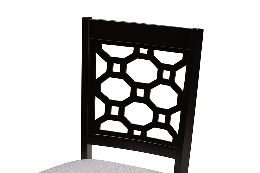 Peter Modern and Contemporary Grey Fabric Upholstered and Dark Brown Finished Wood 4-Piece Dining Chair Set