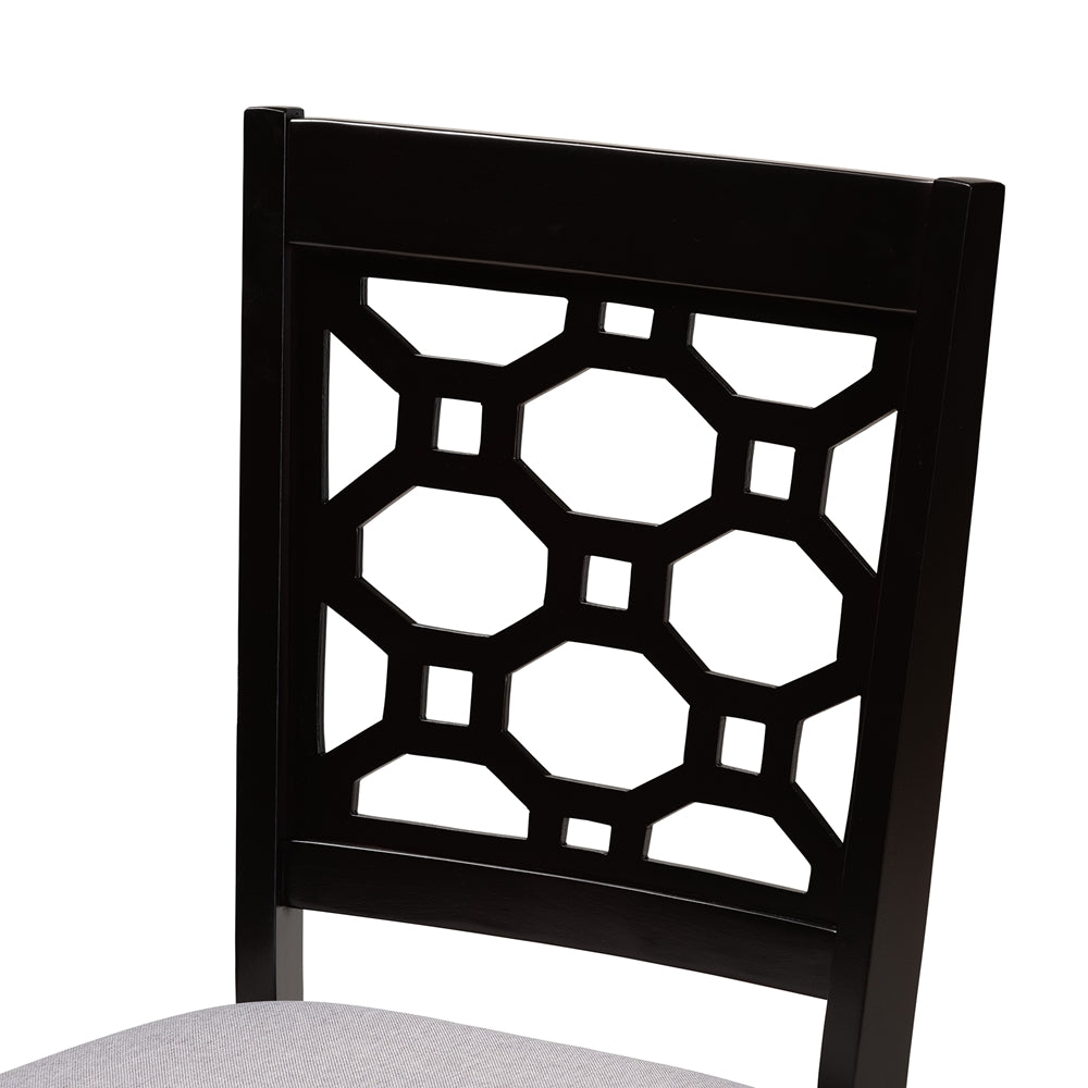 Henry Modern and Contemporary Grey Fabric Upholstered and Dark Brown Finished Wood 5-Piece Dining Set