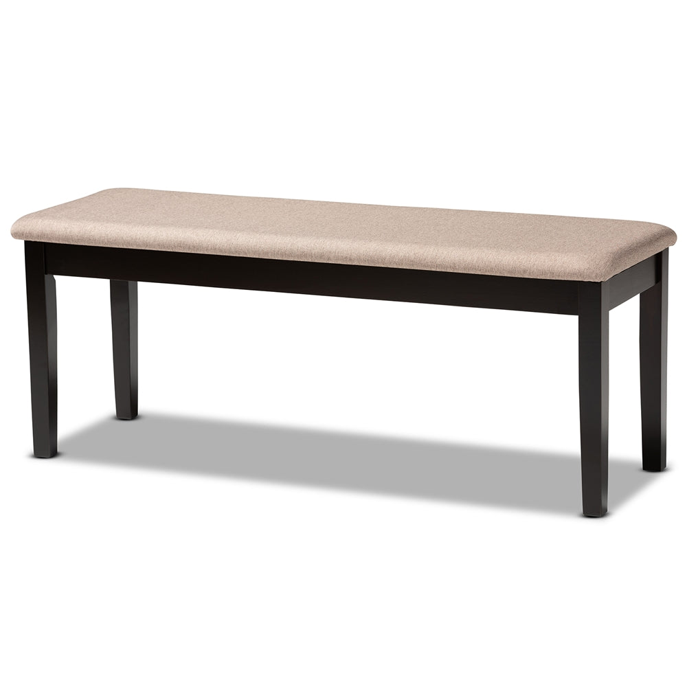 Gabriel Modern and Contemporary Sand Fabric Upholstered and Dark Brown Finished Wood 6-Piece Dining Set