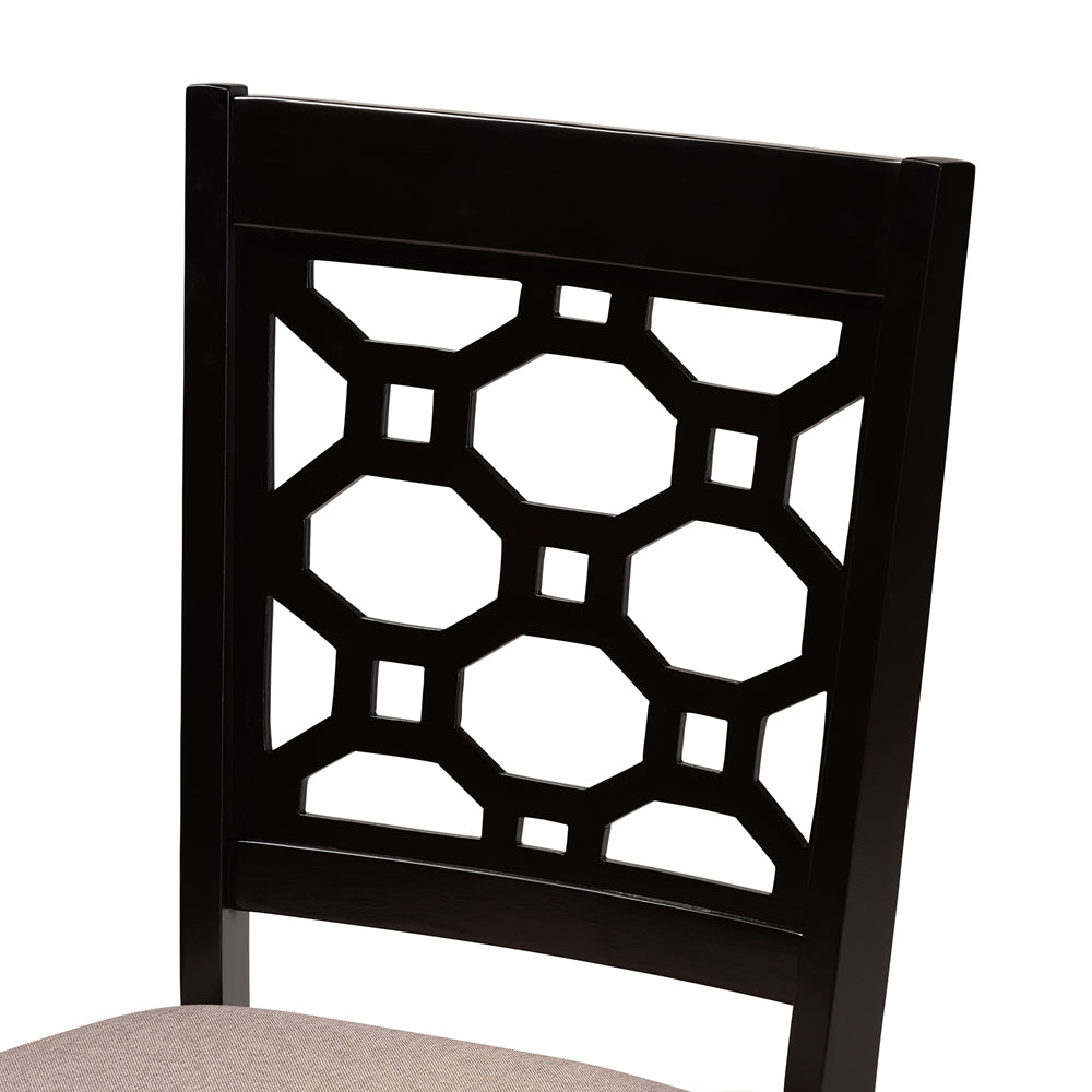 Henry Modern and Contemporary Sand Fabric Upholstered and Dark Brown Finished Wood 5-Piece Dining Set