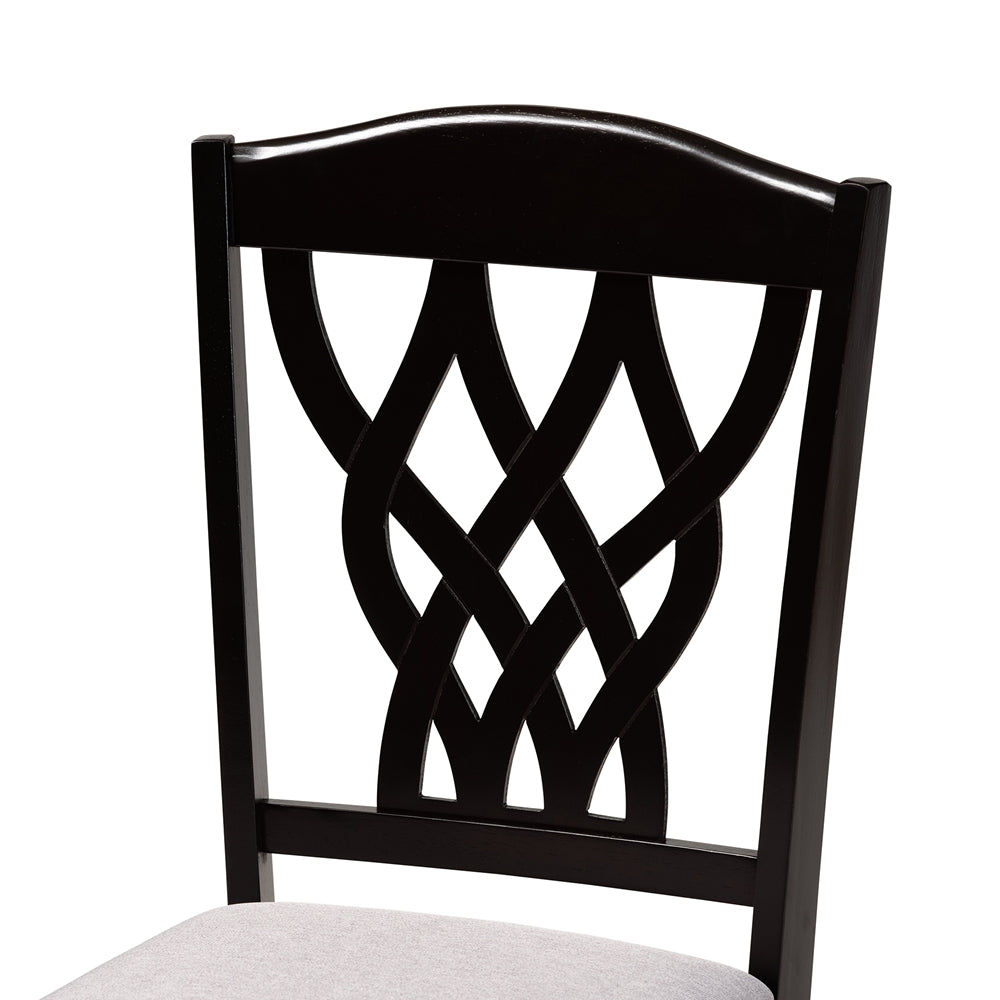 Salem Modern and Contemporary Grey Fabric Upholstered and Dark Brown Finished Wood 7-Piece Dining Set