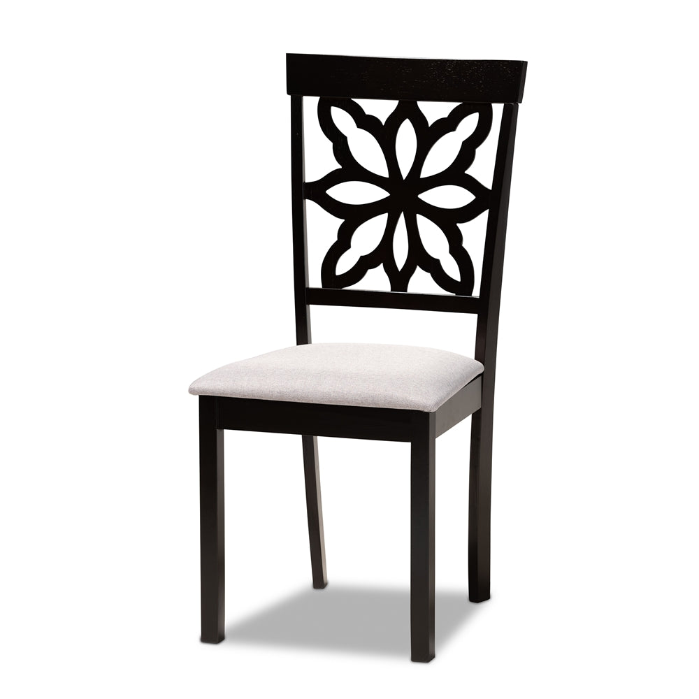 Dallas Modern and Contemporary Grey Fabric Upholstered and Dark Brown Finished Wood 7-Piece Dining Set
