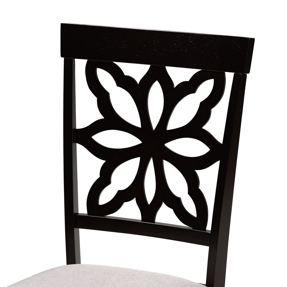 Dallas Modern and Contemporary Grey Fabric Upholstered and Dark Brown Finished Wood 7-Piece Dining Set