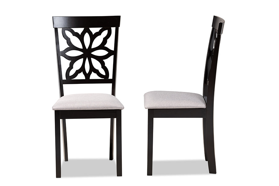Samwell Modern and Contemporary Grey Fabric Upholstered and Dark Brown Finished Wood 2-Piece Dining Chair Set