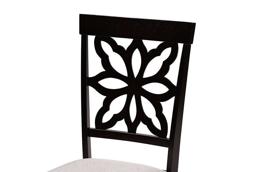 Samwell Modern and Contemporary Grey Fabric Upholstered and Dark Brown Finished Wood 2-Piece Dining Chair Set
