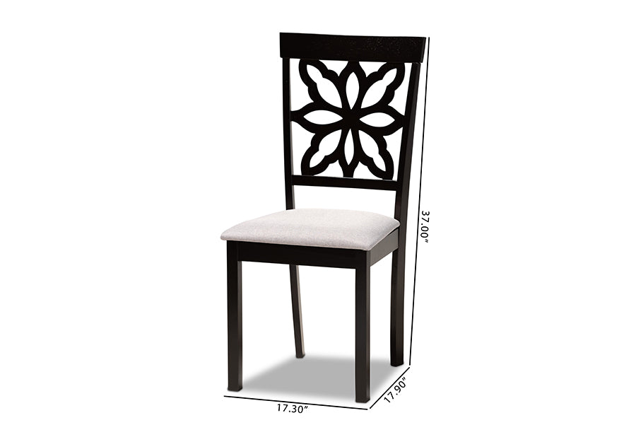 Samwell Modern and Contemporary Grey Fabric Upholstered and Dark Brown Finished Wood 2-Piece Dining Chair Set