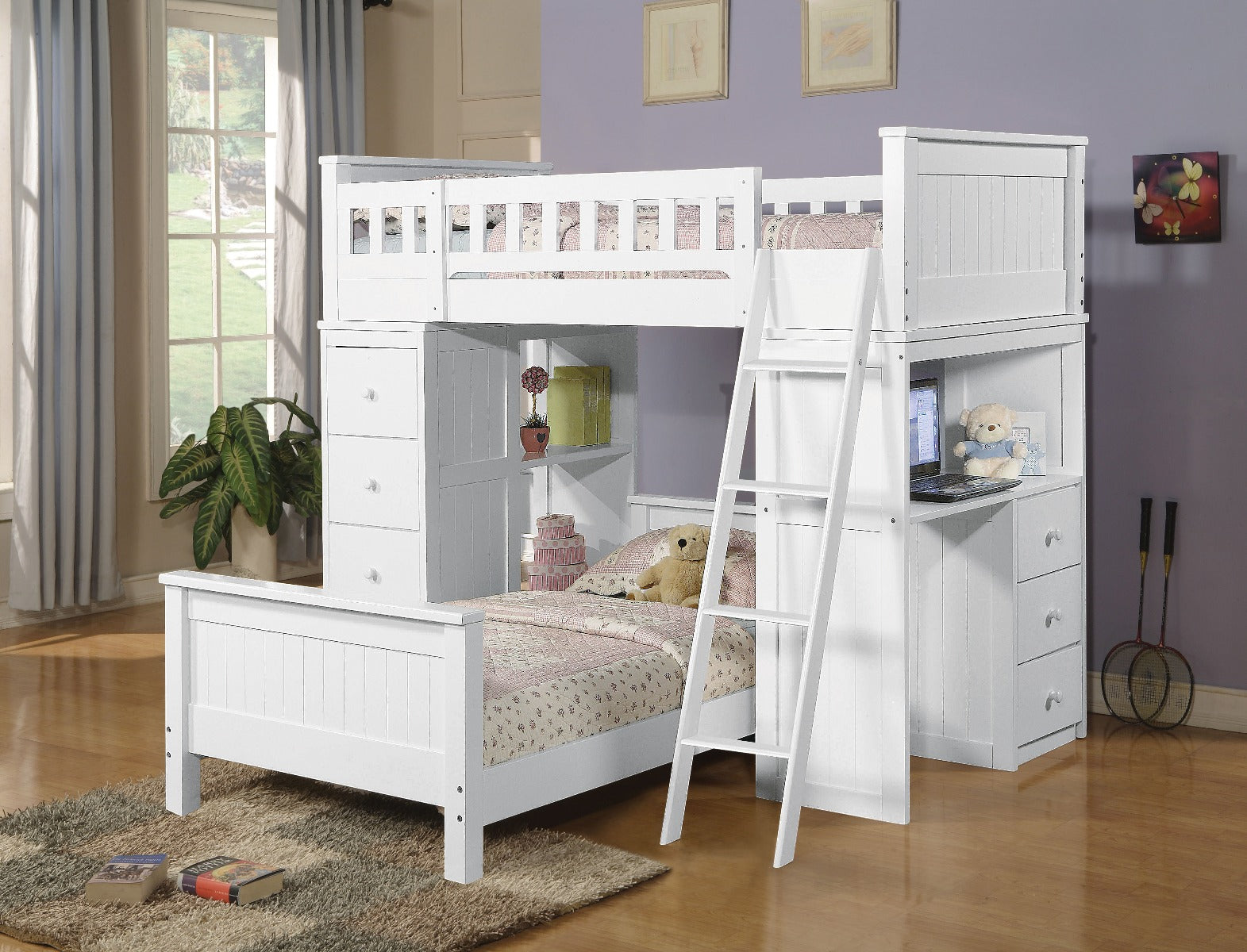 Hevea Willoughby Twin Wooden Loft Bed  Space-Saving Teen Design with Ladder