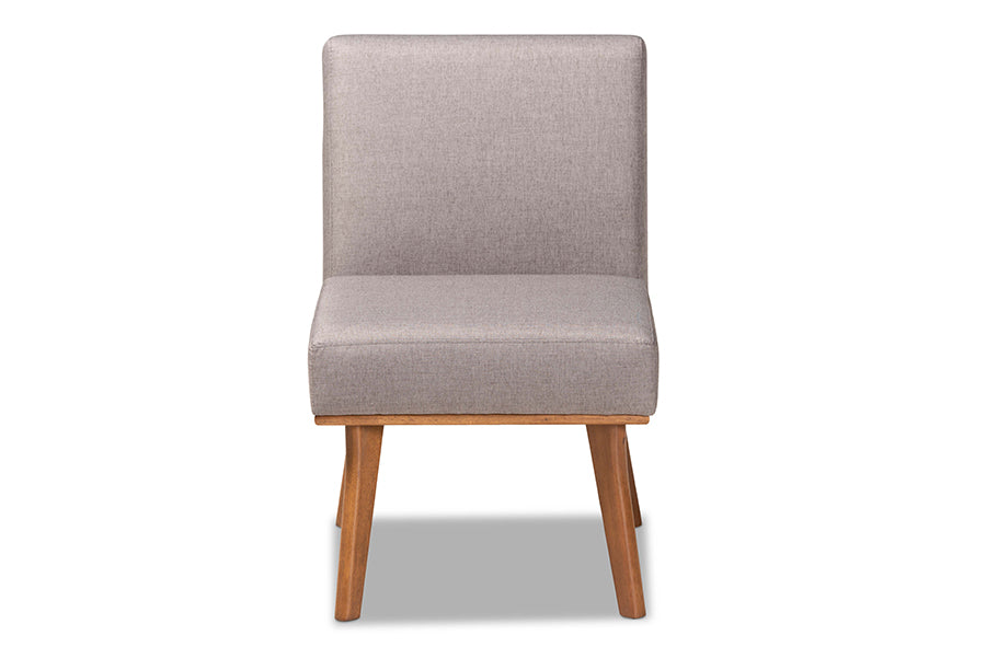 Odessa Mid-Century Modern Grey Fabric Upholstered and Walnut Brown Finished Wood Dining Chair