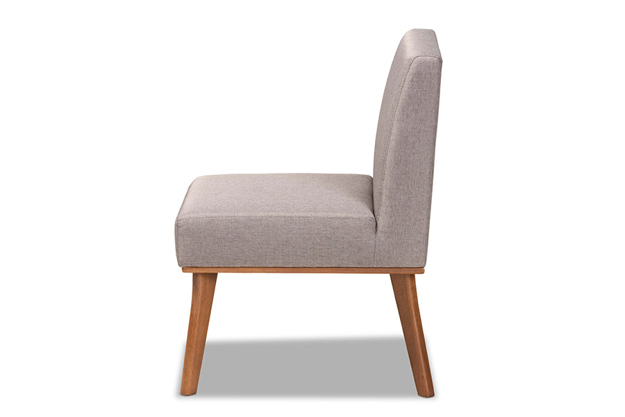 Odessa Mid-Century Modern Grey Fabric Upholstered and Walnut Brown Finished Wood Dining Chair