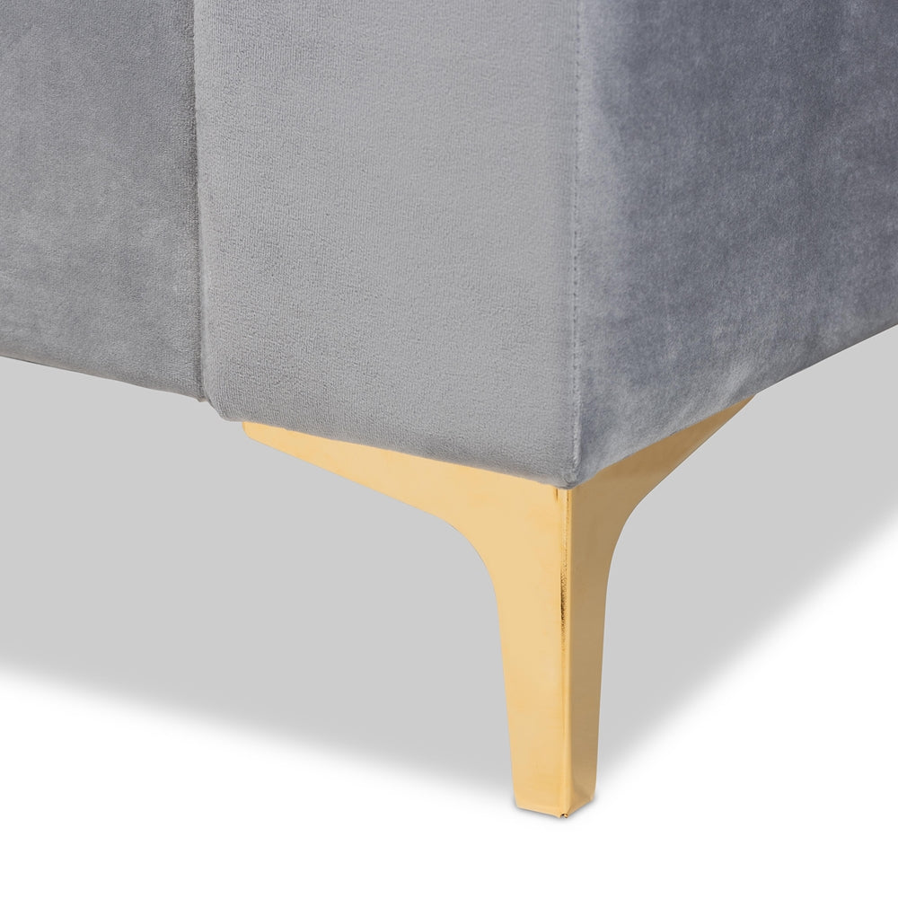 Oksana Twin Daybed Contemporary Light Grey Velvet & Gold Finish