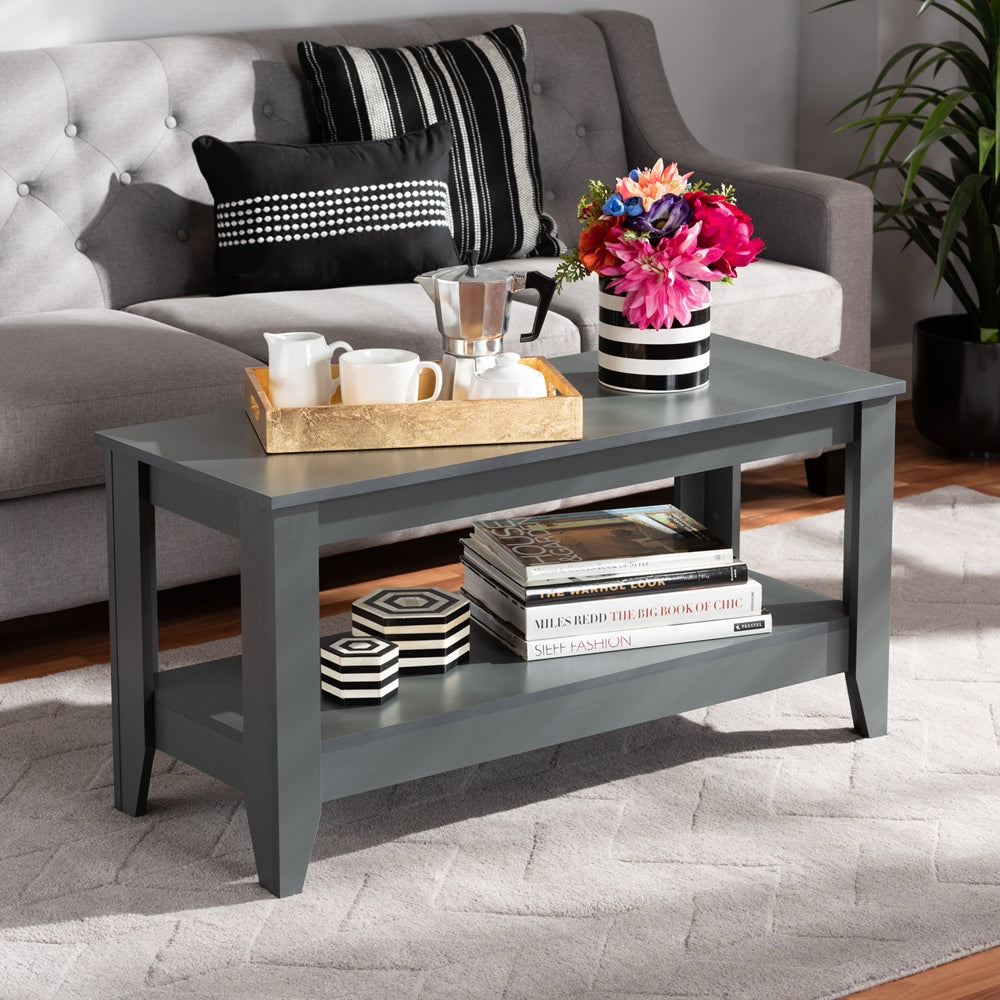 Elada Modern and Contemporary Grey Finished Wood Coffee Table