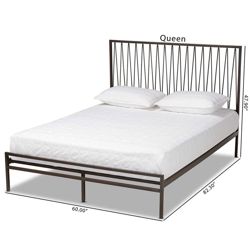 Jeanette Black Finished Metal Queen Size Platform Bed