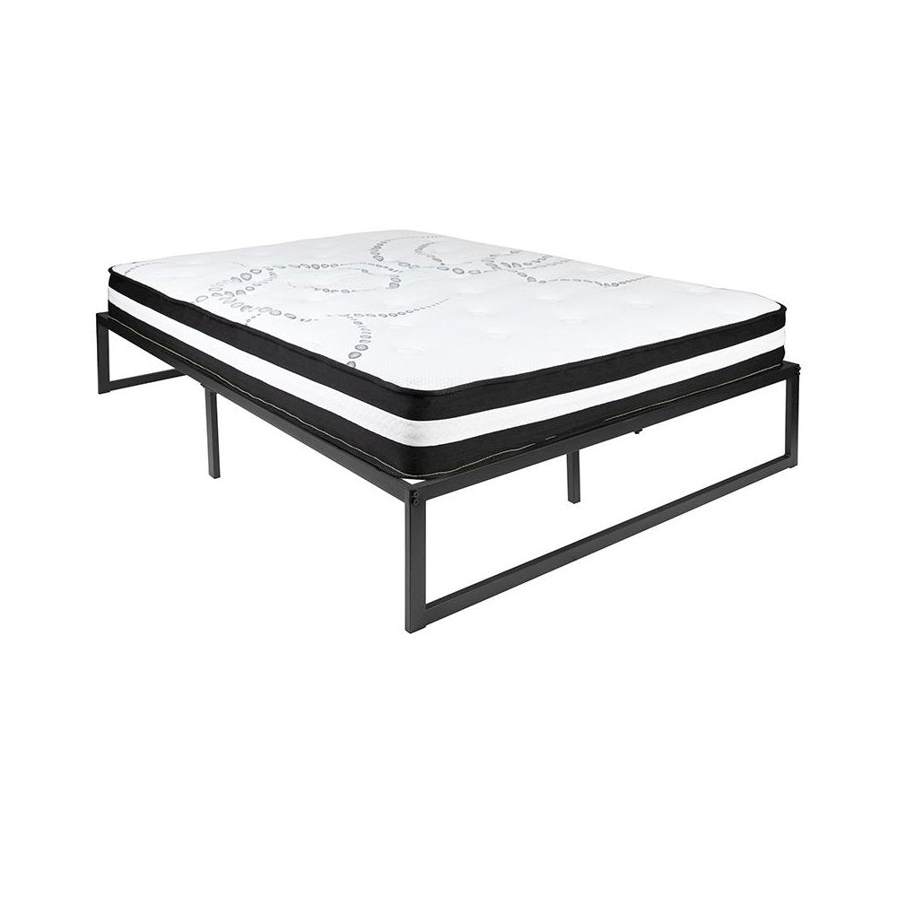 Vidette Titan Full Black Metal Platform Bed Frame  Minimalist No-Box-Spring Design