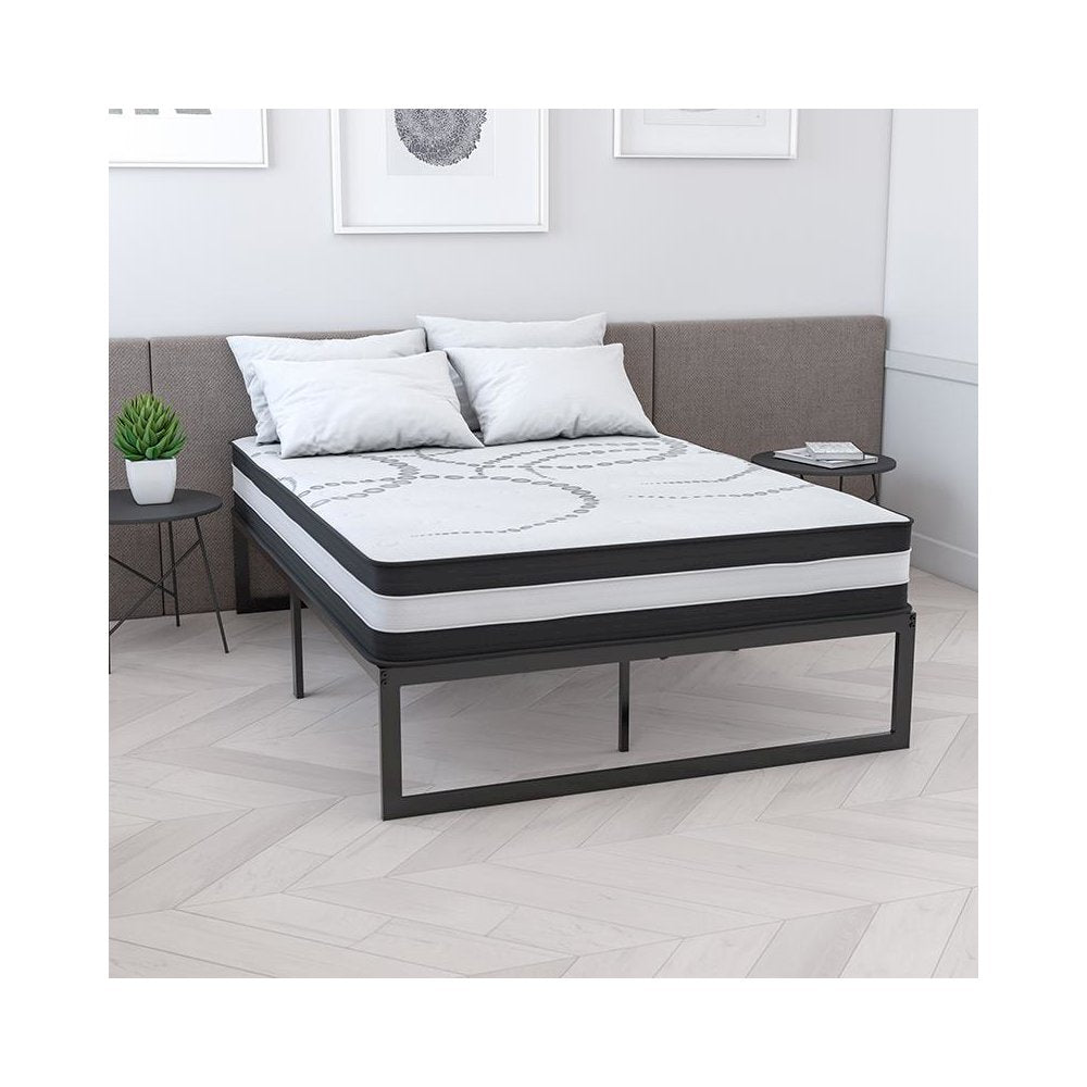 Vidette Titan Full Black Metal Platform Bed Frame  Minimalist No-Box-Spring Design