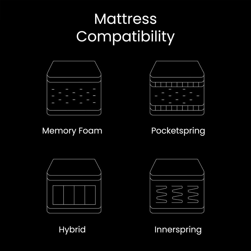 Jada EverRest Split King Black Adjustable Bed Base  Ergonomic Upholstered Frame with Dual Motor