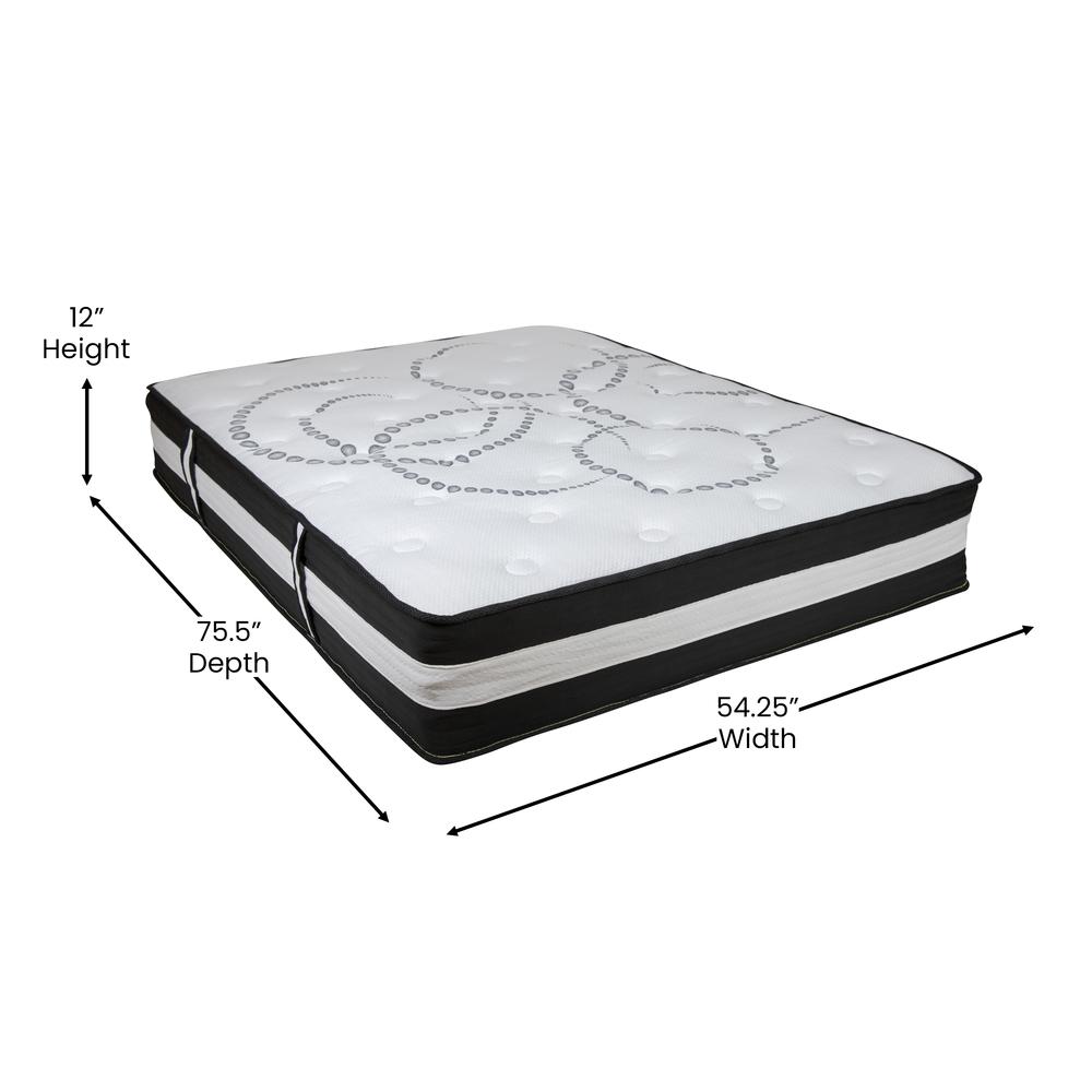 12 Inch Hybrid Pocket Spring Mattress, Full Mattress in a Box