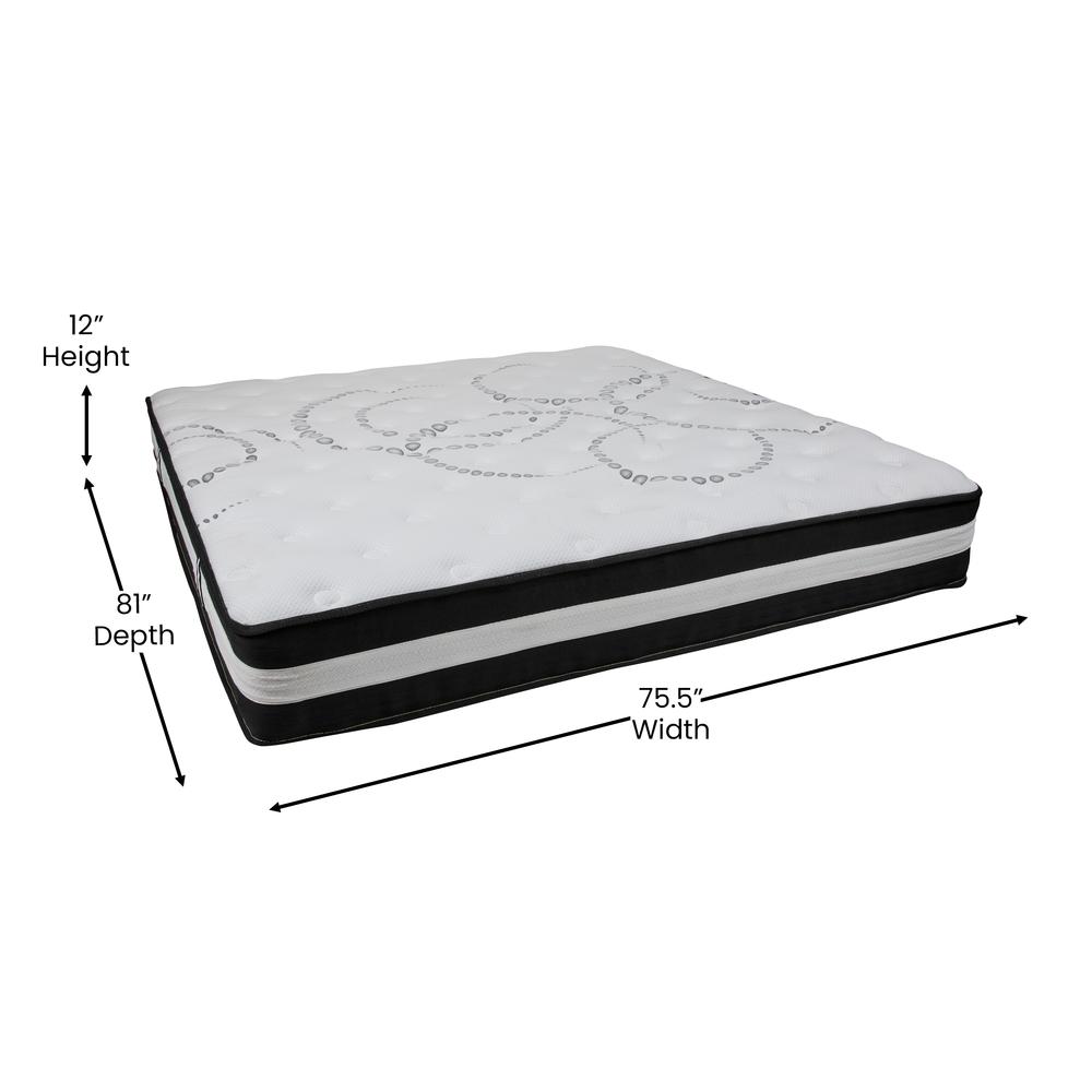 12 Inch Hybrid Pocket Spring Mattress, King Mattress in a Box