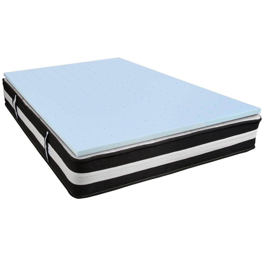 Queen 12 Inch Foam Pocket Spring Mattress, 2 inch Gel Memory Foam Topper Bundle