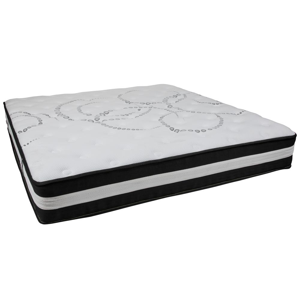 King 12 Inch Foam Pocket Spring Mattress, 2 inch Gel Memory Foam Topper Bundle