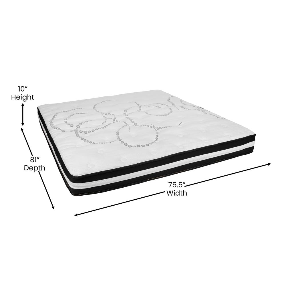 10 Inch Hybrid Pocket Spring Mattress, King Mattress in a Box