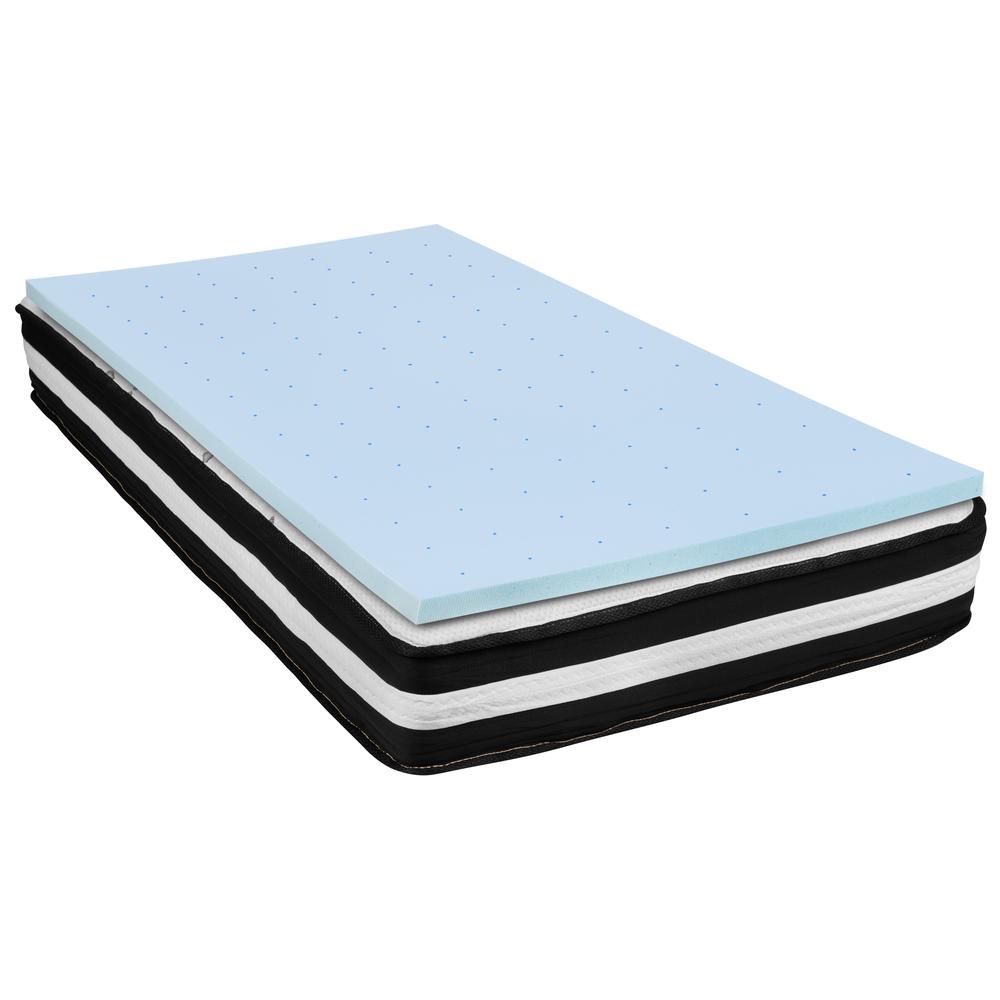 Twin 10 Inch Foam Pocket Spring Mattress, 2 inch Gel Memory Foam Topper Bundle