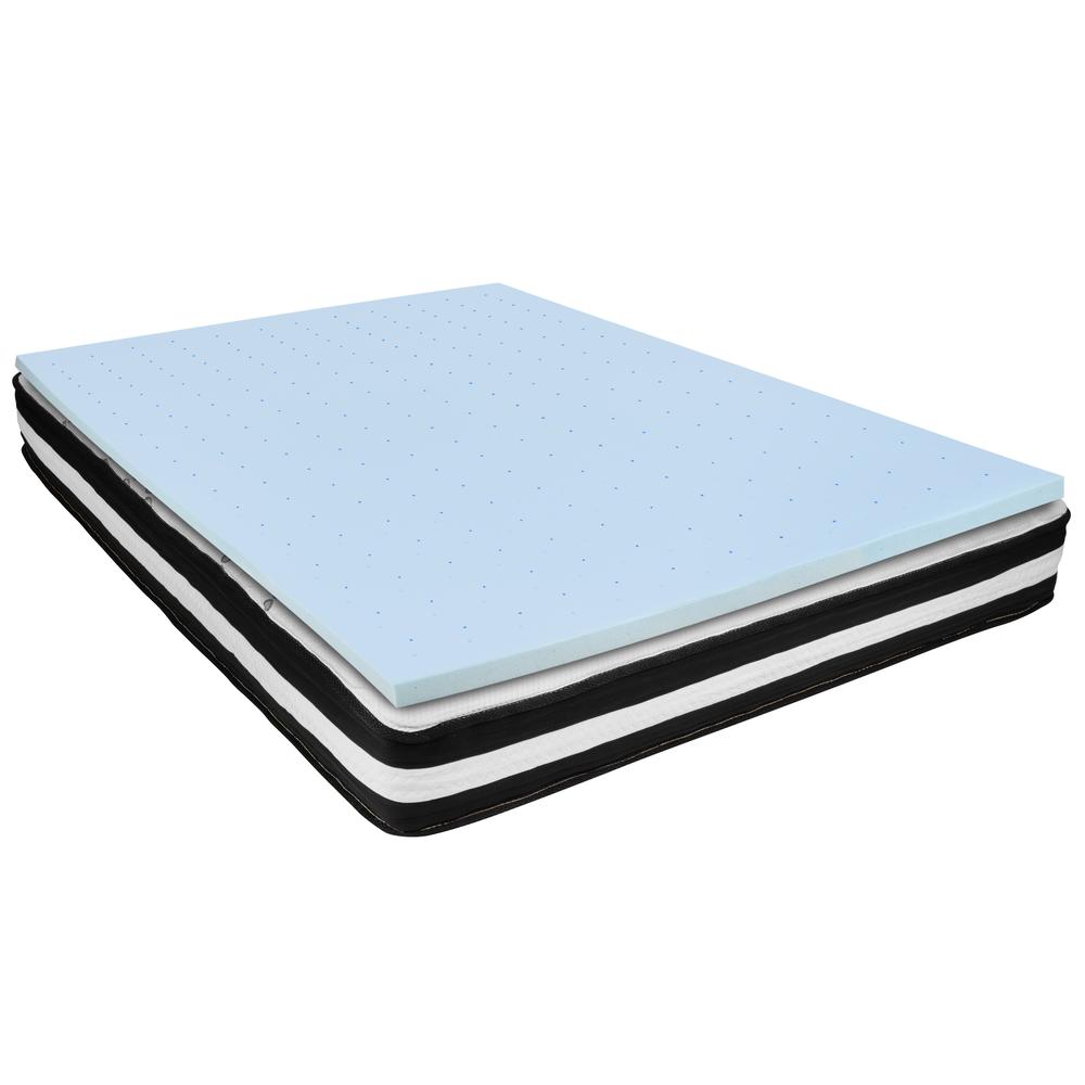 Queen 10 Inch Foam Pocket Spring Mattress, 2 inch Gel Memory Foam Topper Bundle