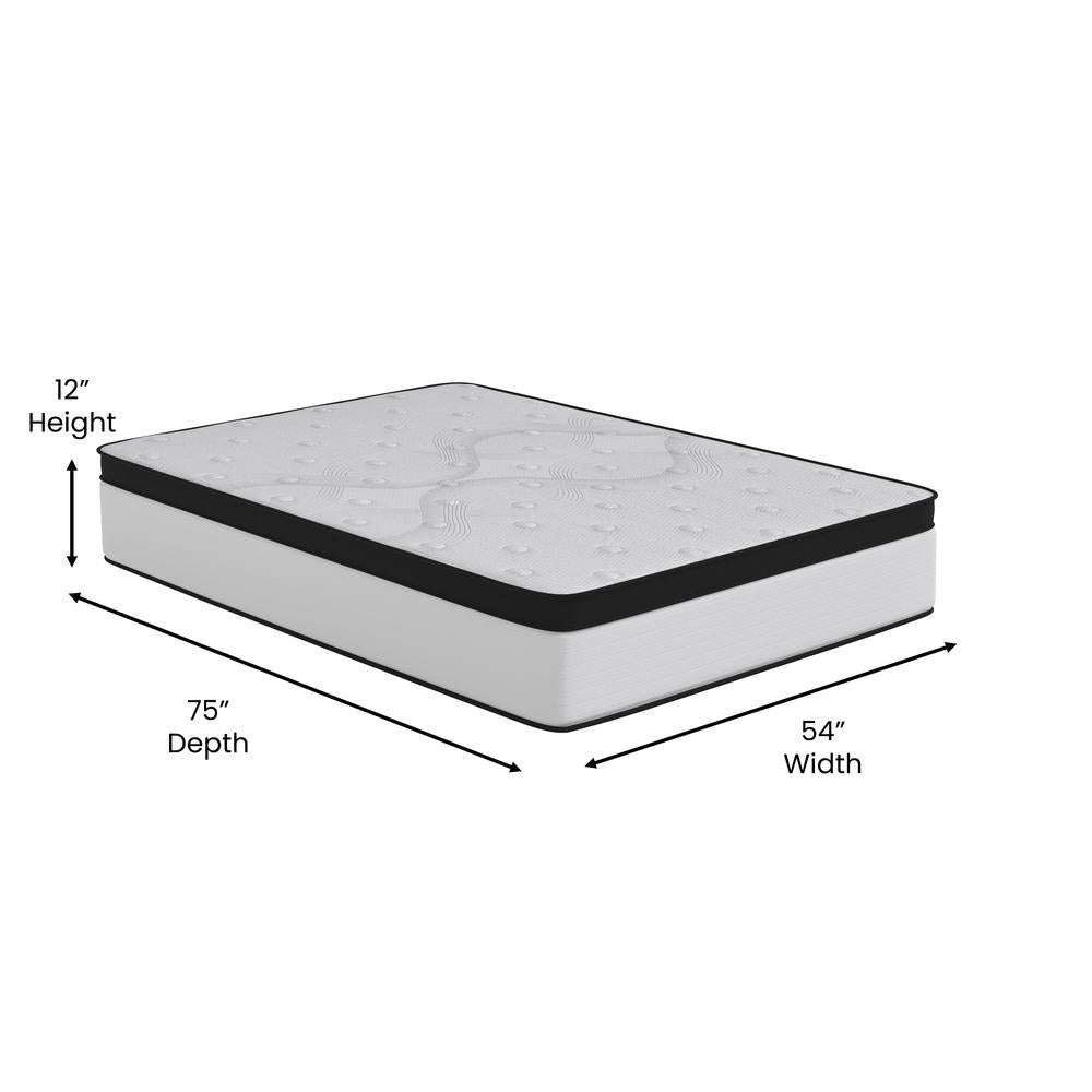 Firm 12 Inch Hybrid Pocket Spring Mattress, Full Mattress in a Box