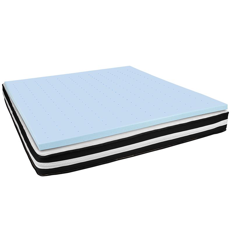 King 10 Inch Foam Pocket Spring Mattress, 2 inch Gel Memory Foam Topper Bundle