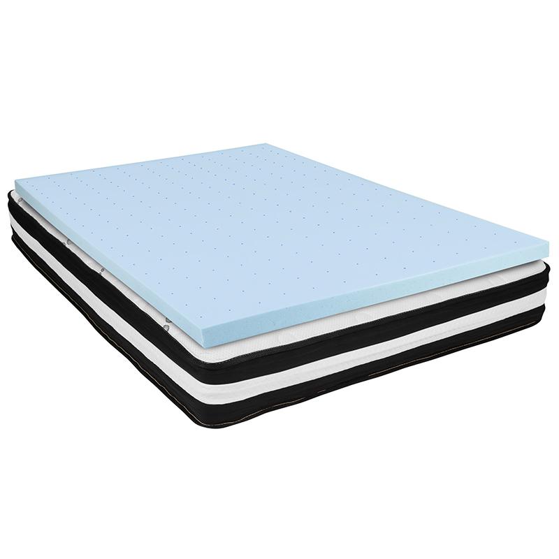 Full 10 Inch Foam Pocket Spring Mattress, 3 inch Gel Memory Foam Topper Bundle