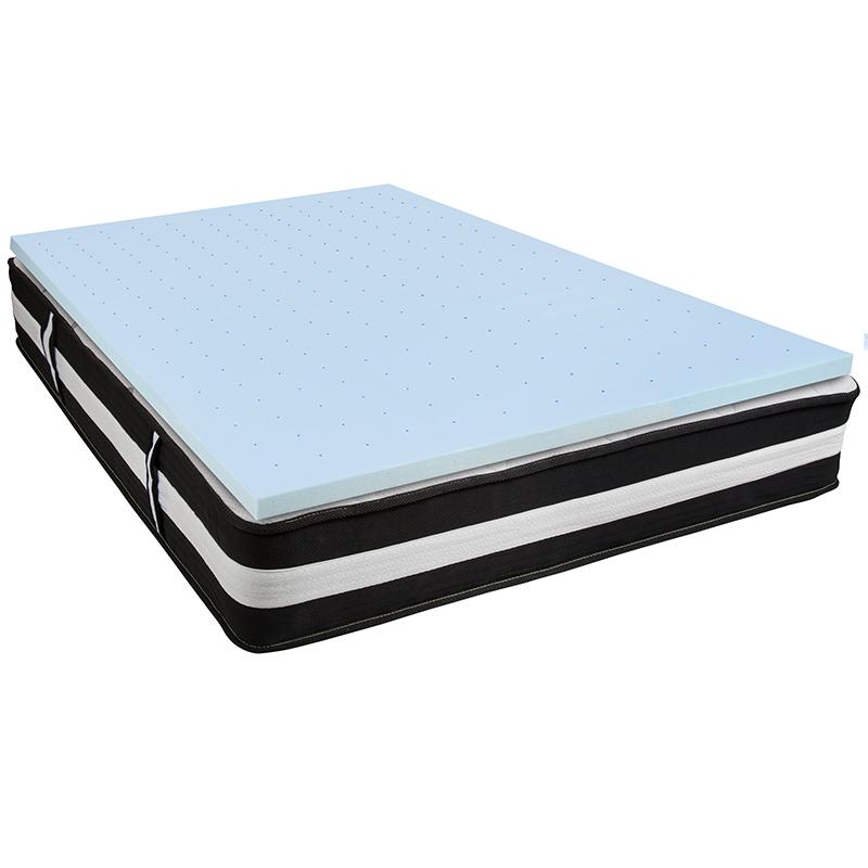 Queen 12 Inch Foam Pocket Spring Mattress, 3 inch Gel Memory Foam Topper Bundle