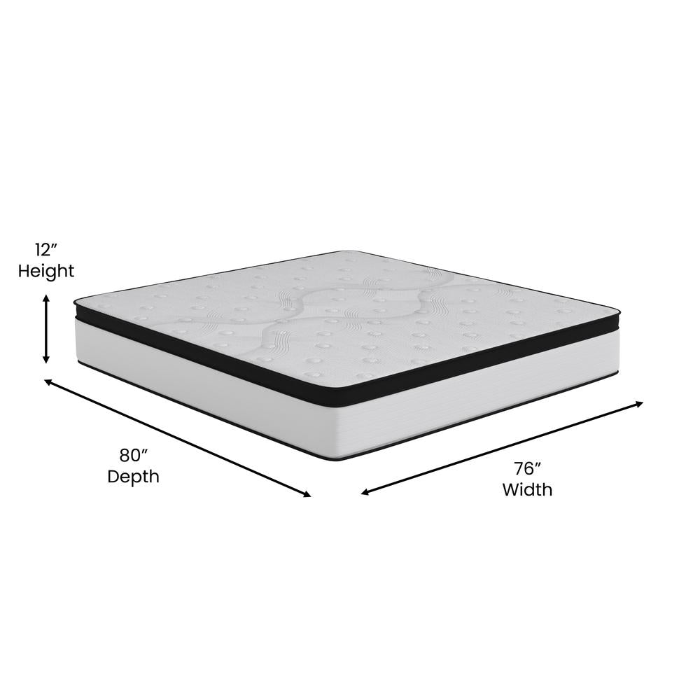 Firm 12 Inch Hybrid Pocket Spring Mattress, King Mattress in a Box