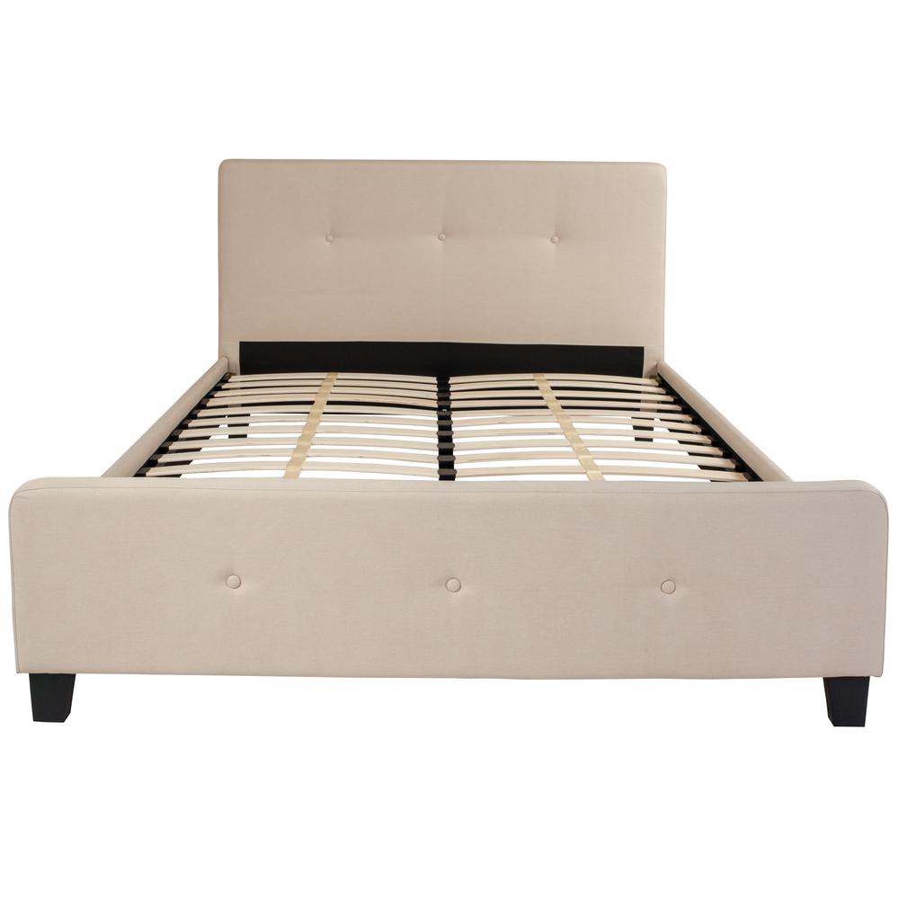 Queen Size Tufted Upholstered Platform Bed in Dark Grey Fabric