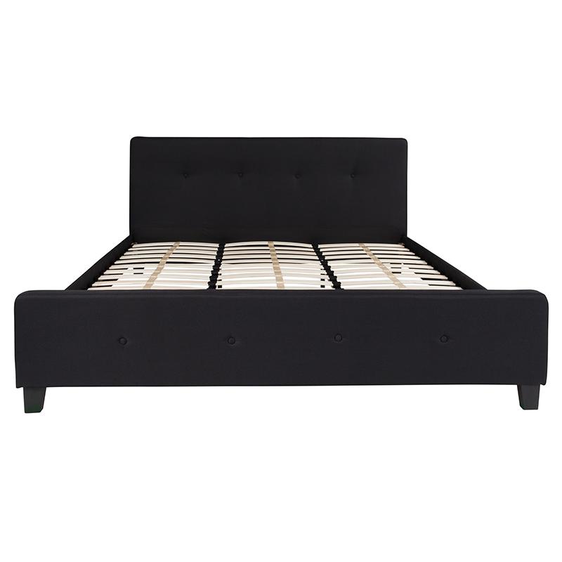 King Size Tufted Upholstered Platform Bed in Black Fabric