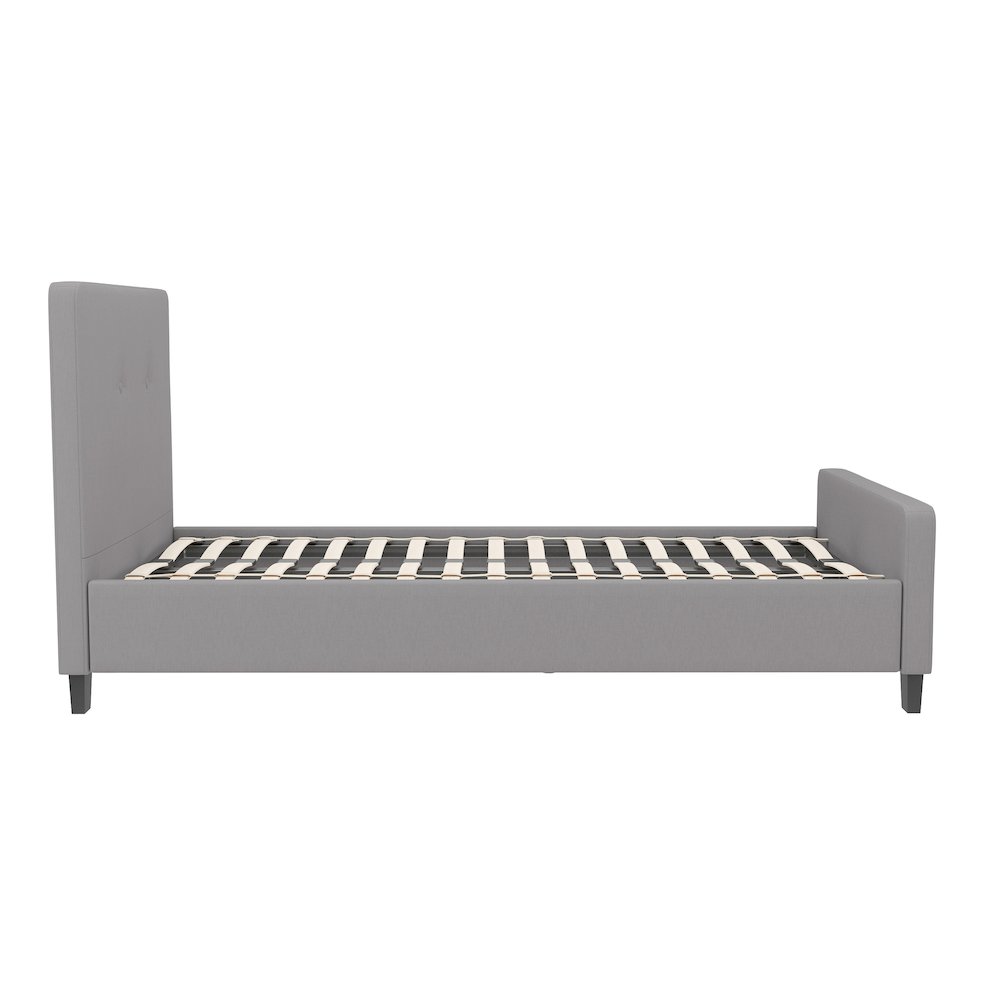 Tribeca Full Size Tufted Upholstered Platform Bed in Light Grey Fabric