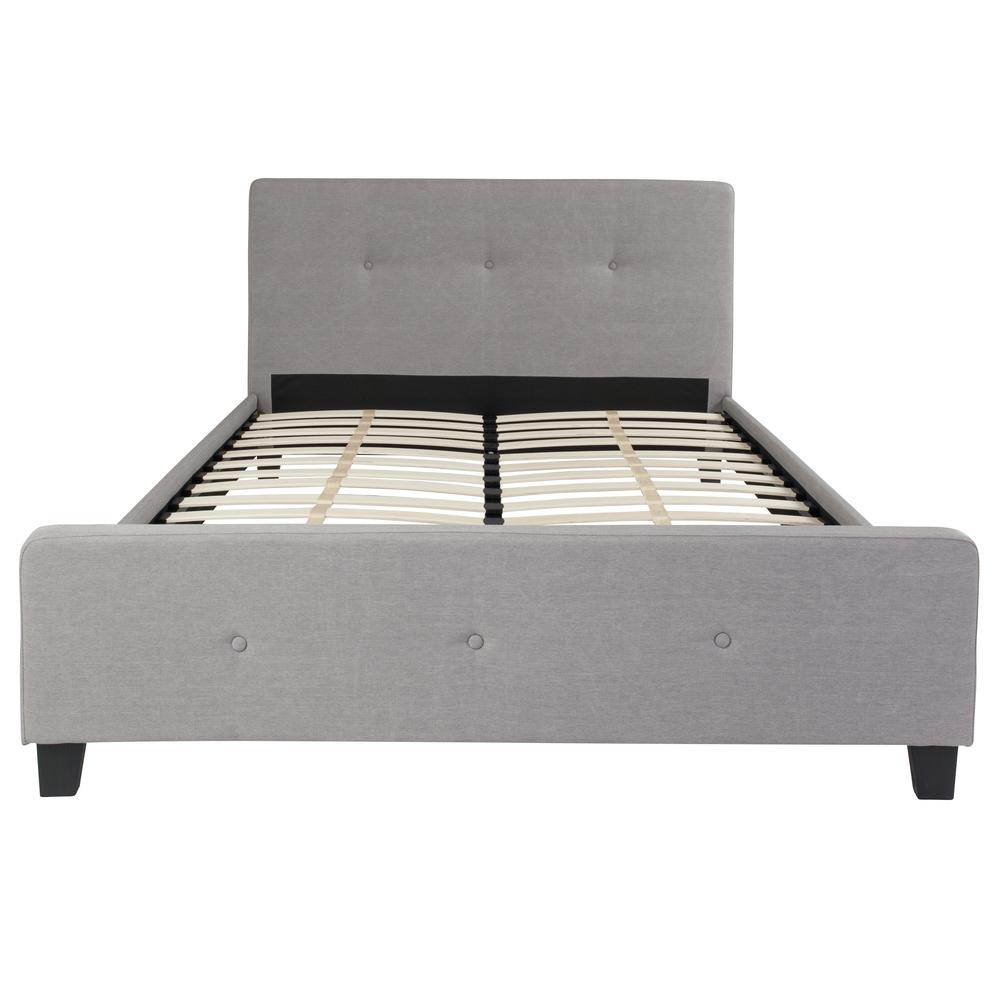 Queen Size Tufted Upholstered Platform Bed in Dark Grey Fabric