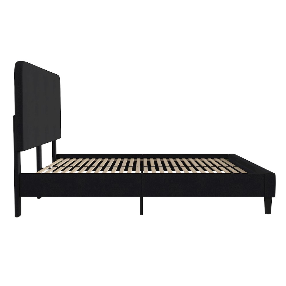 Addison Charcoal King Fabric Upholstered Platform Bed - Headboard with Rounded Edges - No Box Spring or Foundation Needed