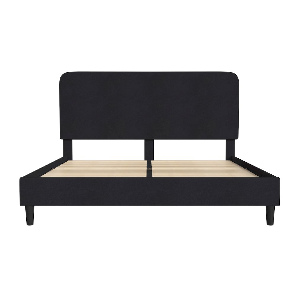 Addison Charcoal King Fabric Upholstered Platform Bed - Headboard with Rounded Edges - No Box Spring or Foundation Needed