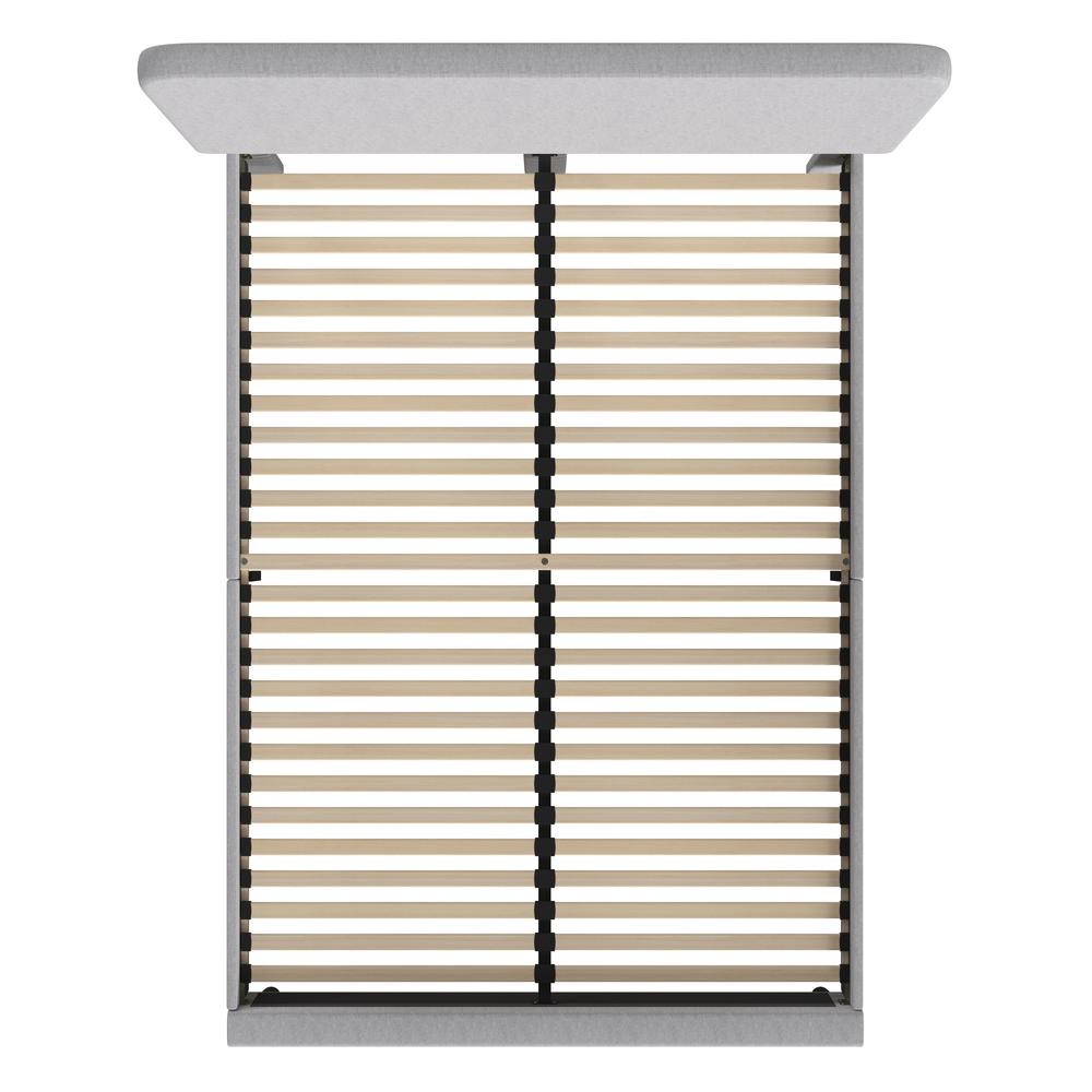 Light Grey Queen Fabric Upholstered Platform Bed - Headboard with Rounded Edges