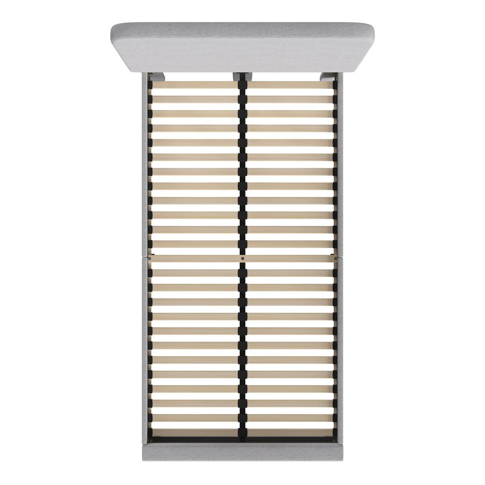 Light Grey Twin Fabric Upholstered Platform Bed - Headboard with Rounded Edges