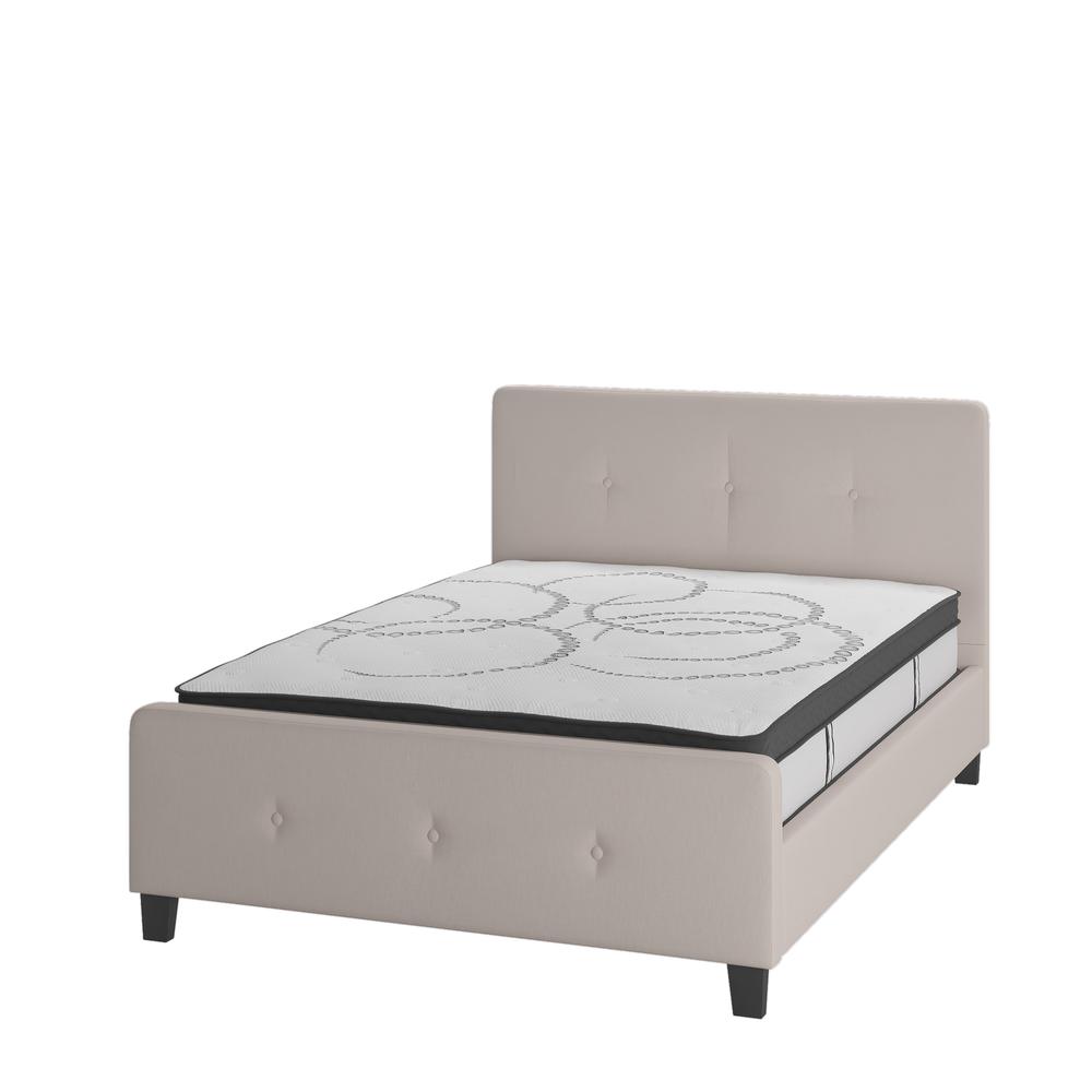 Vanessa Full Size Tufted Upholstered Platform Bed in Beige Fabric