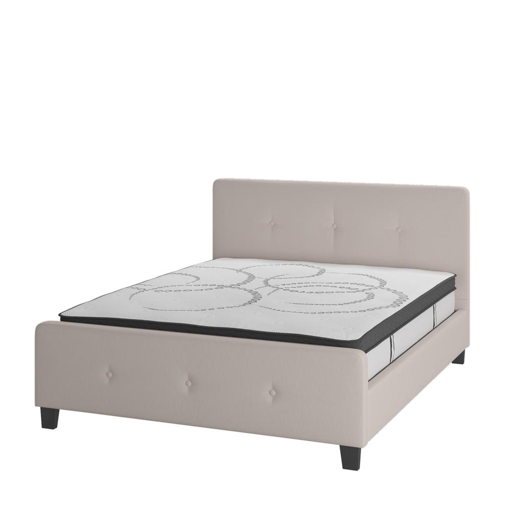 Vanessa Queen Size Tufted Upholstered Platform Bed in Dark Grey Fabric