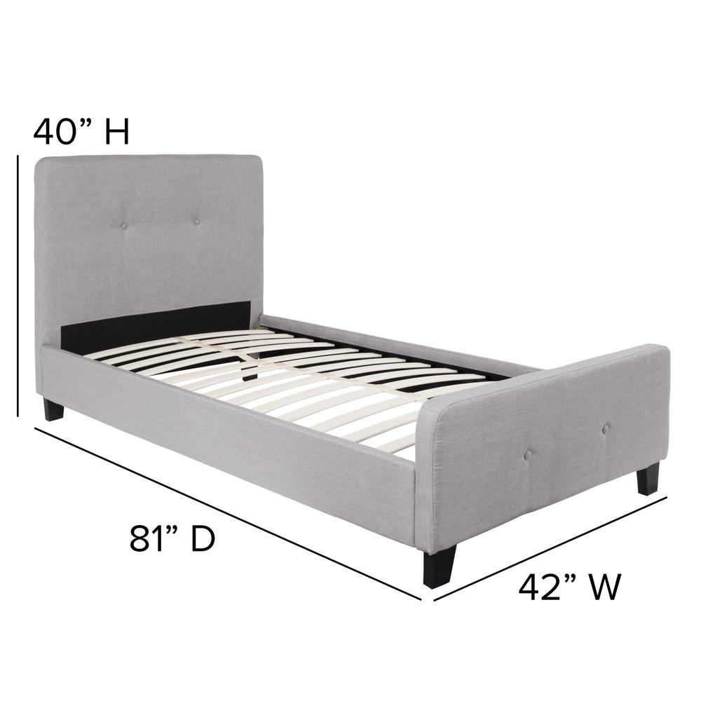 Vanessa Twin Size Tufted Upholstered Platform Bed in Light Grey Fabric